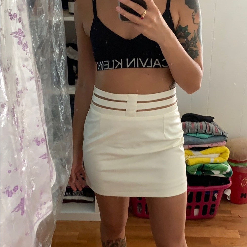 Tobi faux leather skirt with cut-outs